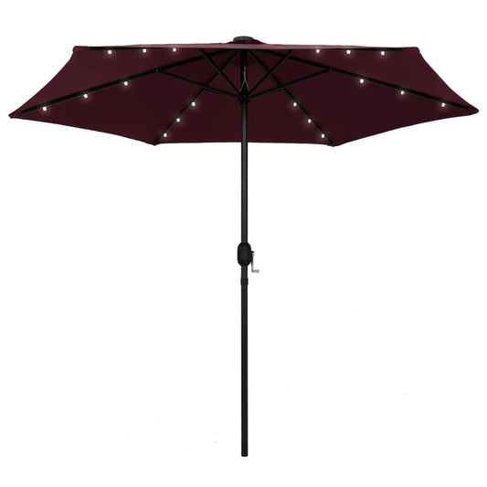 Garden Parasol with LED Lights and Aluminium Pole 270 cm Bordeaux Red