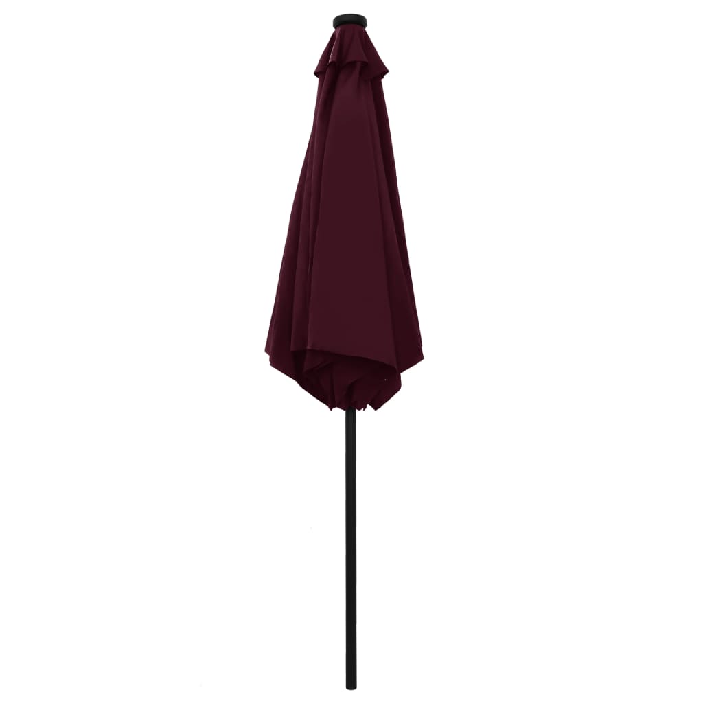 Garden Parasol with LED Lights and Aluminium Pole 270 cm Bordeaux Red