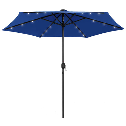 Garden Parasol with LED Lights and Aluminium Pole 270 cm Azure Blue