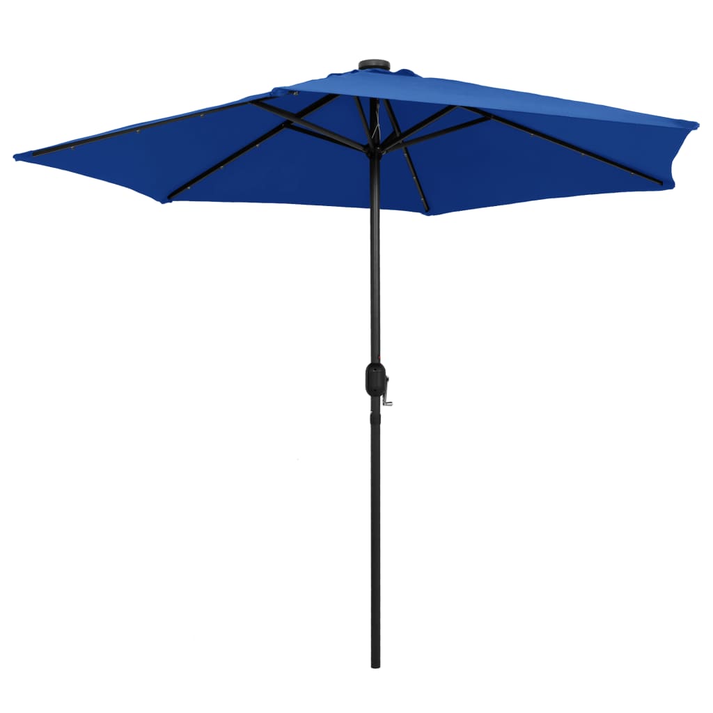 Garden Parasol with LED Lights and Aluminium Pole 270 cm Azure Blue