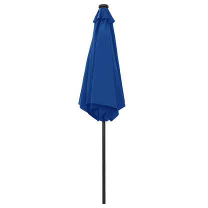 Garden Parasol with LED Lights and Aluminium Pole 270 cm Azure Blue