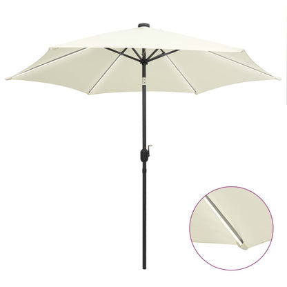 Garden Parasol with LED Lights and Aluminium Pole 300 cm Sand White