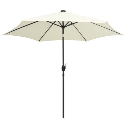 Garden Parasol with LED Lights and Aluminium Pole 300 cm Sand White