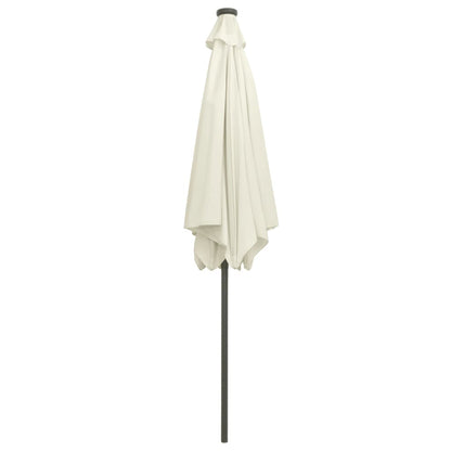 Garden Parasol with LED Lights and Aluminium Pole 300 cm Sand White