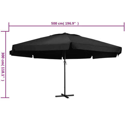 Outdoor Parasol with Aluminium Pole 500 cm Black