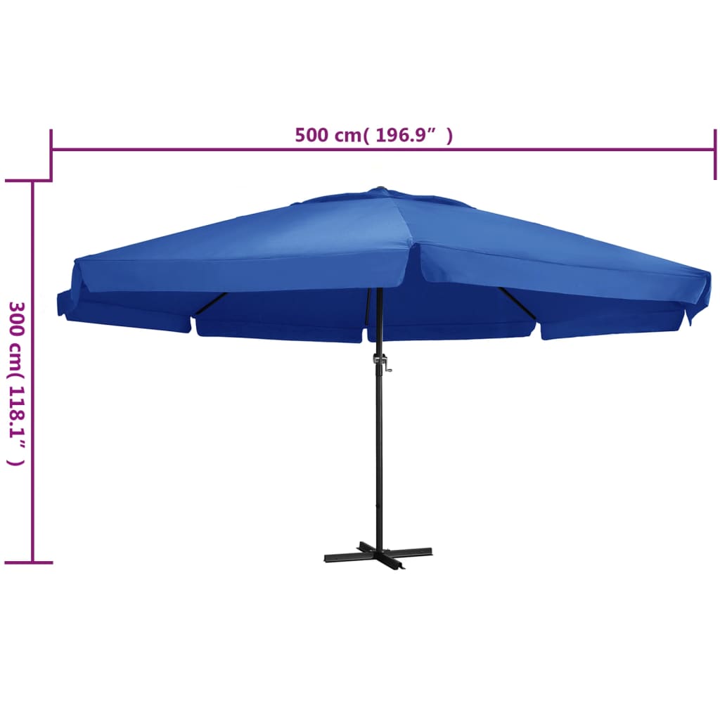 Outdoor Parasol with Aluminium Pole 500 cm Azure Blue