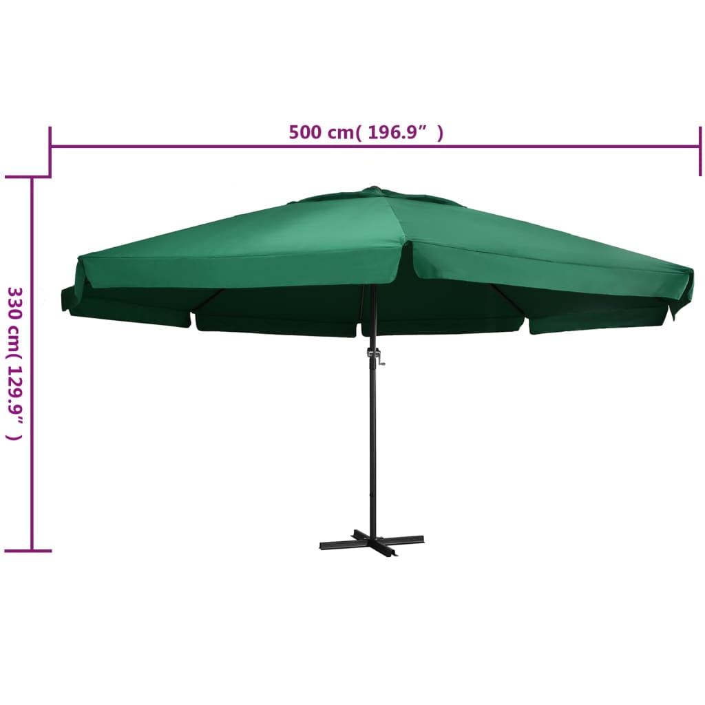 Garden Parasol with Aluminium Pole 600 cm Green