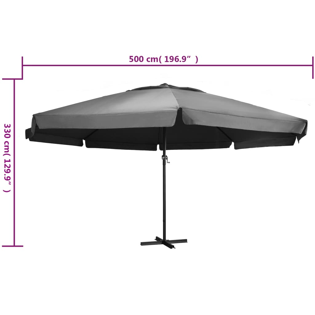 Garden Parasol with Aluminium Pole 600 cm Anthracite