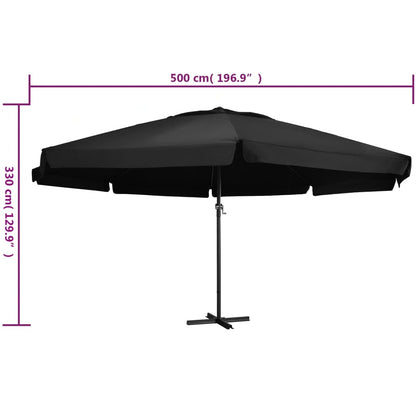 Garden Parasol with Aluminium Pole 600 cm Black