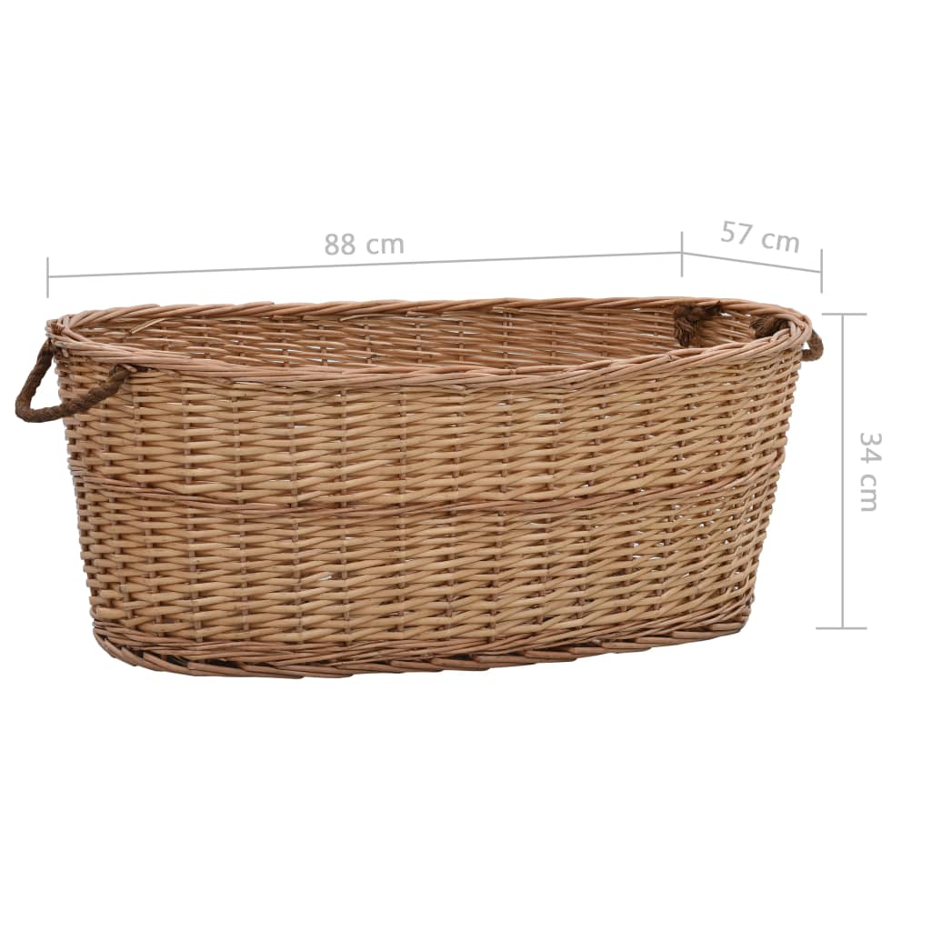 Firewood Basket with Carrying Handles 88x57x34 cm Natural Willow