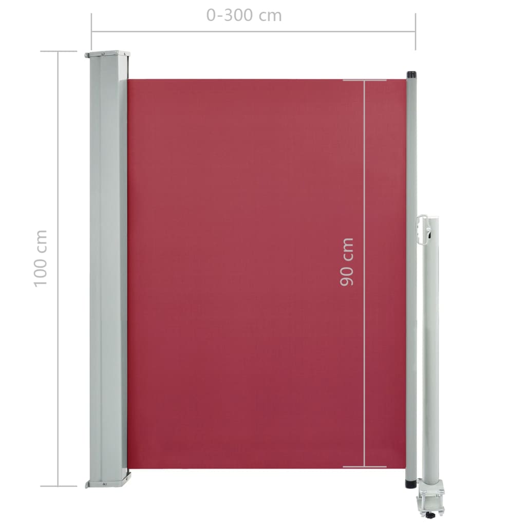 Patio Retractable Side Awning 100x300 cm Red