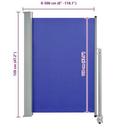 Patio Retractable Side Awning 120x300 cm Blue