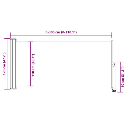 Patio Retractable Side Awning 120x300 cm Blue