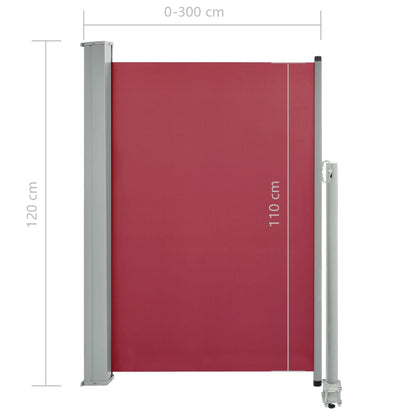 Patio Retractable Side Awning 120x300 cm Red