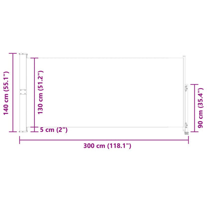 Patio Retractable Side Awning 140 x 300 cm Brown