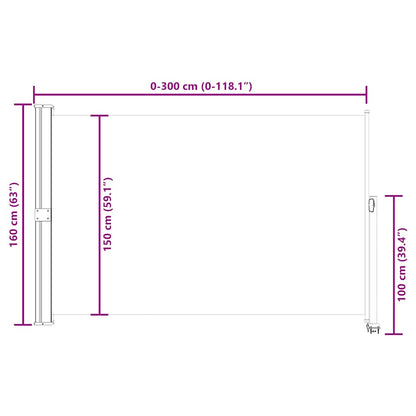 Patio Retractable Side Awning 160x300 cm Red