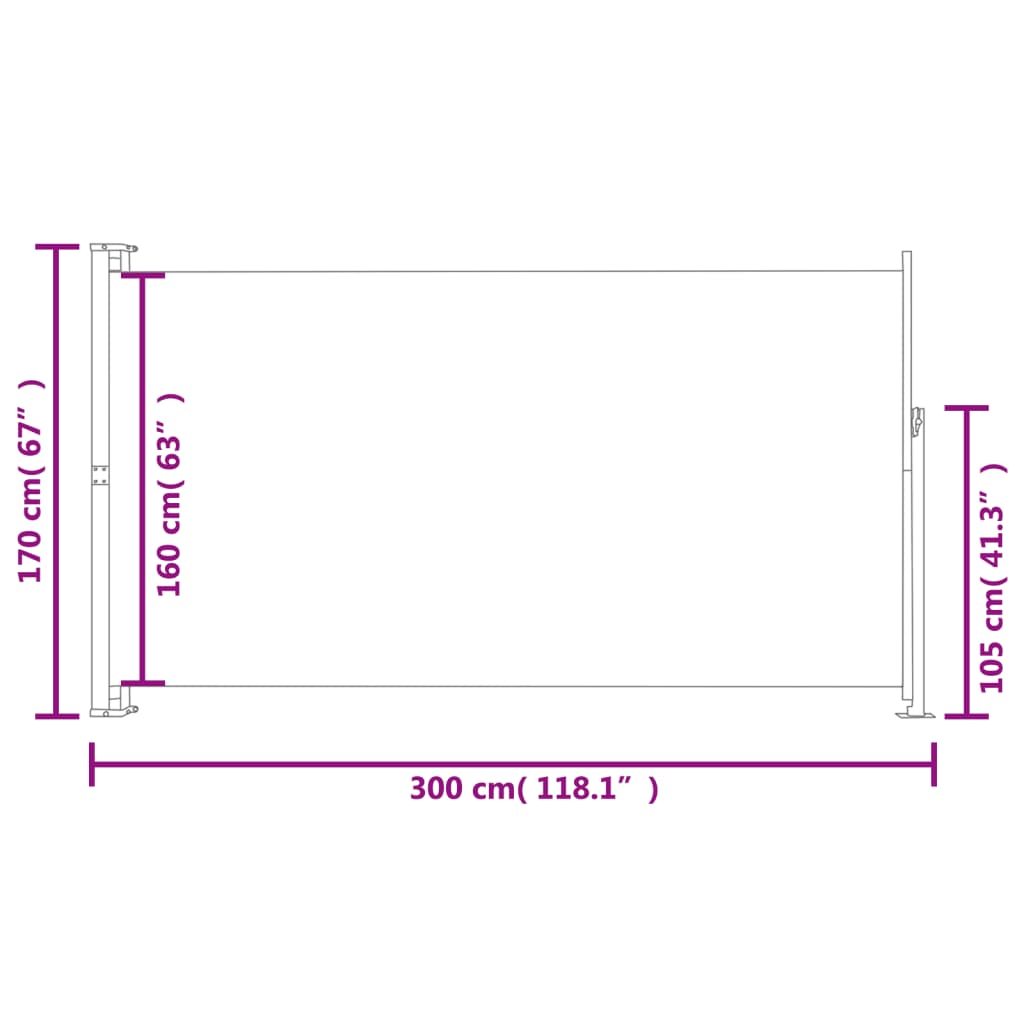 Patio Retractable Side Awning 170x300 cm Red