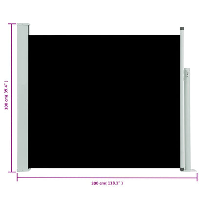 Patio Retractable Side Awning 100x300 cm Black