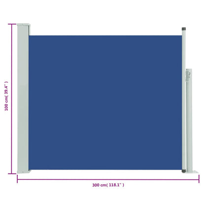 Patio Retractable Side Awning 100x300 cm Blue