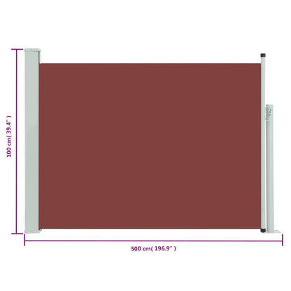 Patio Retractable Side Awning 100x500 cm Brown