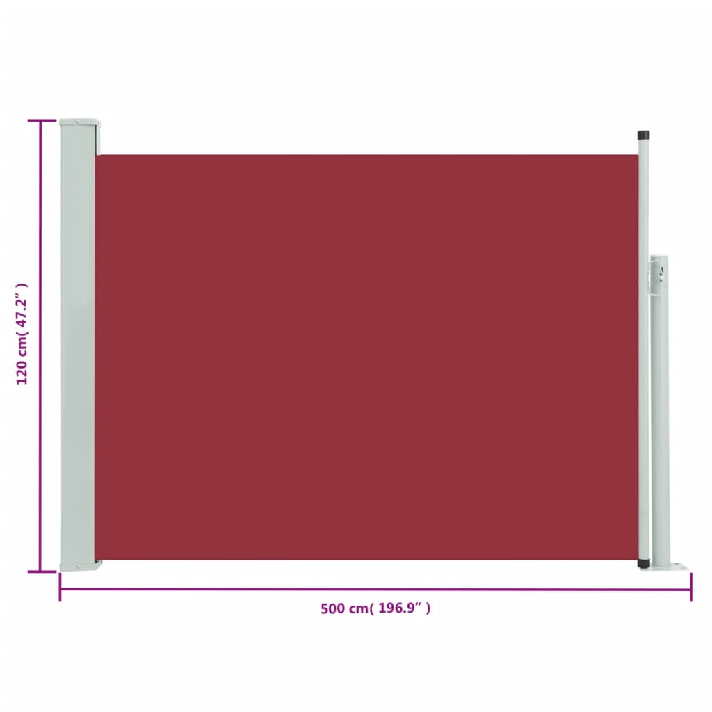 Patio Retractable Side Awning 120x500 cm Red