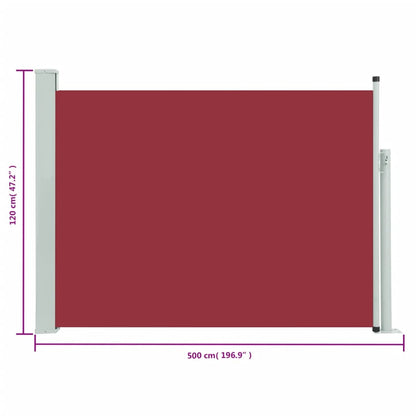 Patio Retractable Side Awning 120x500 cm Red