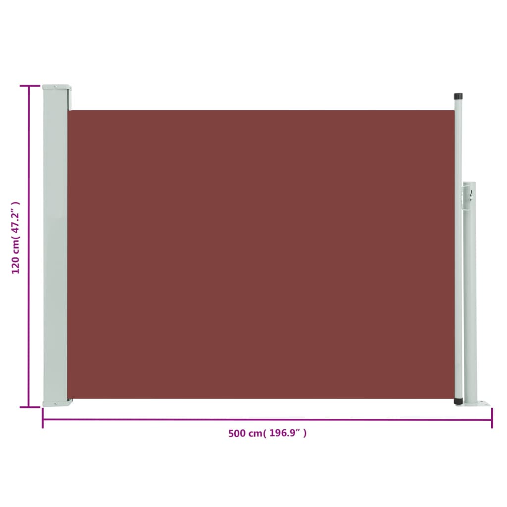 Patio Retractable Side Awning 120x500 cm Brown