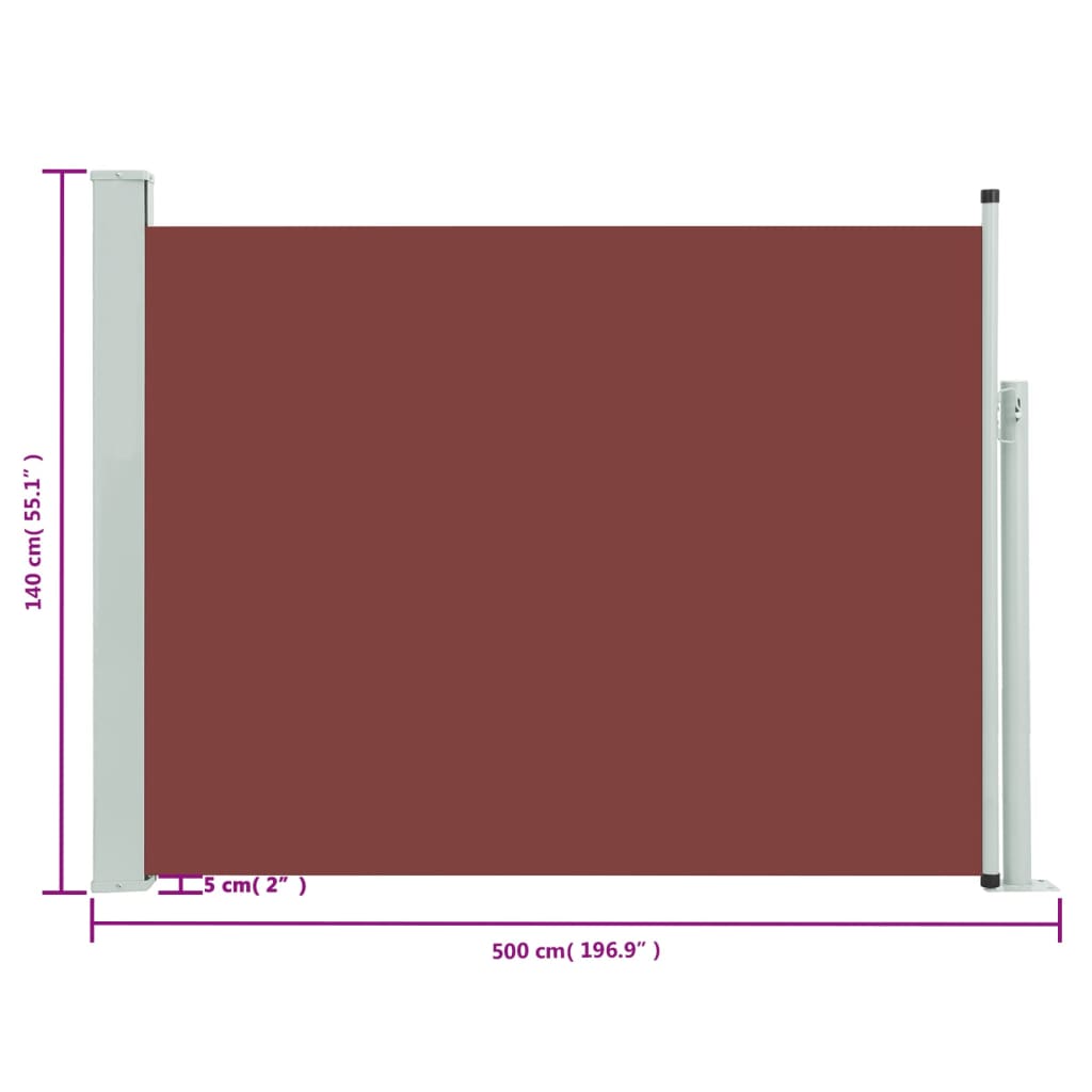 Patio Retractable Side Awning 140x500 cm Brown