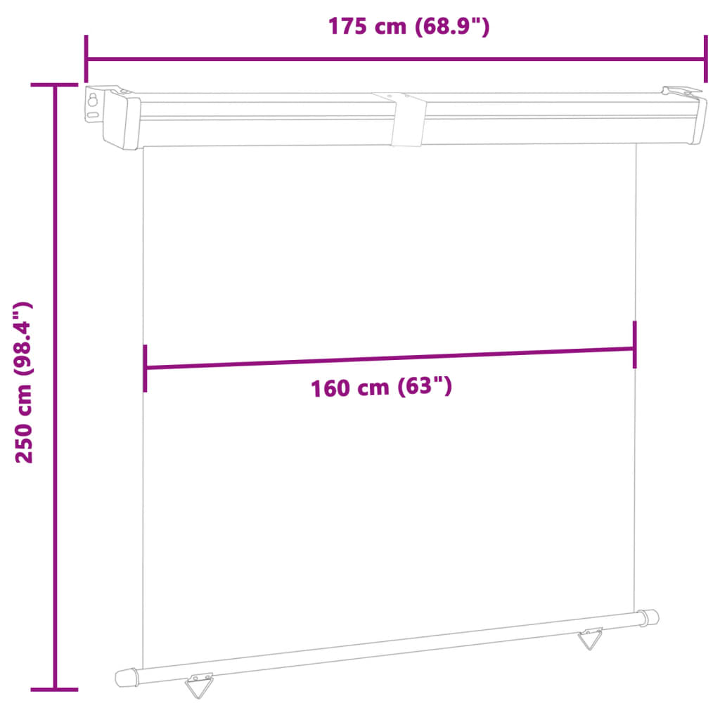 Balcony Side Awning 175x250 cm Grey