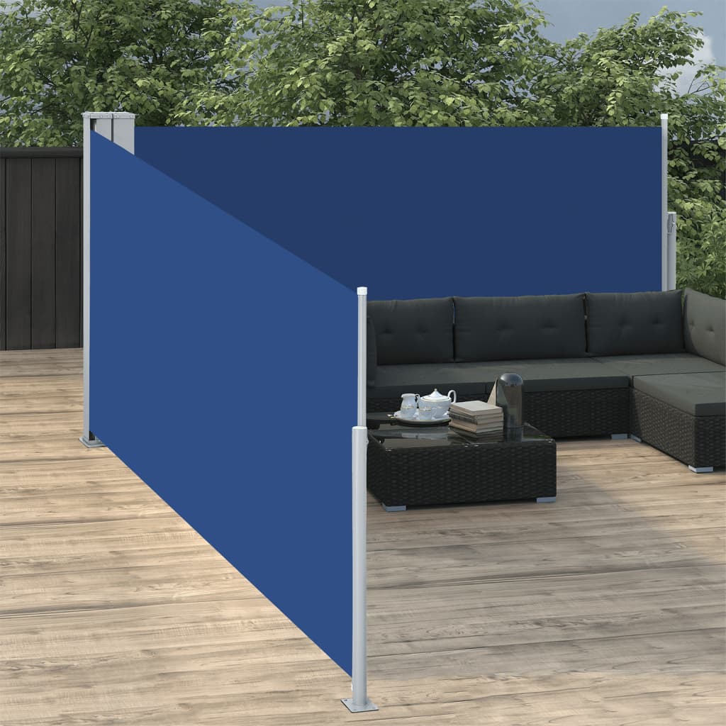 Retractable Side Awning Blue 120x1000 cm