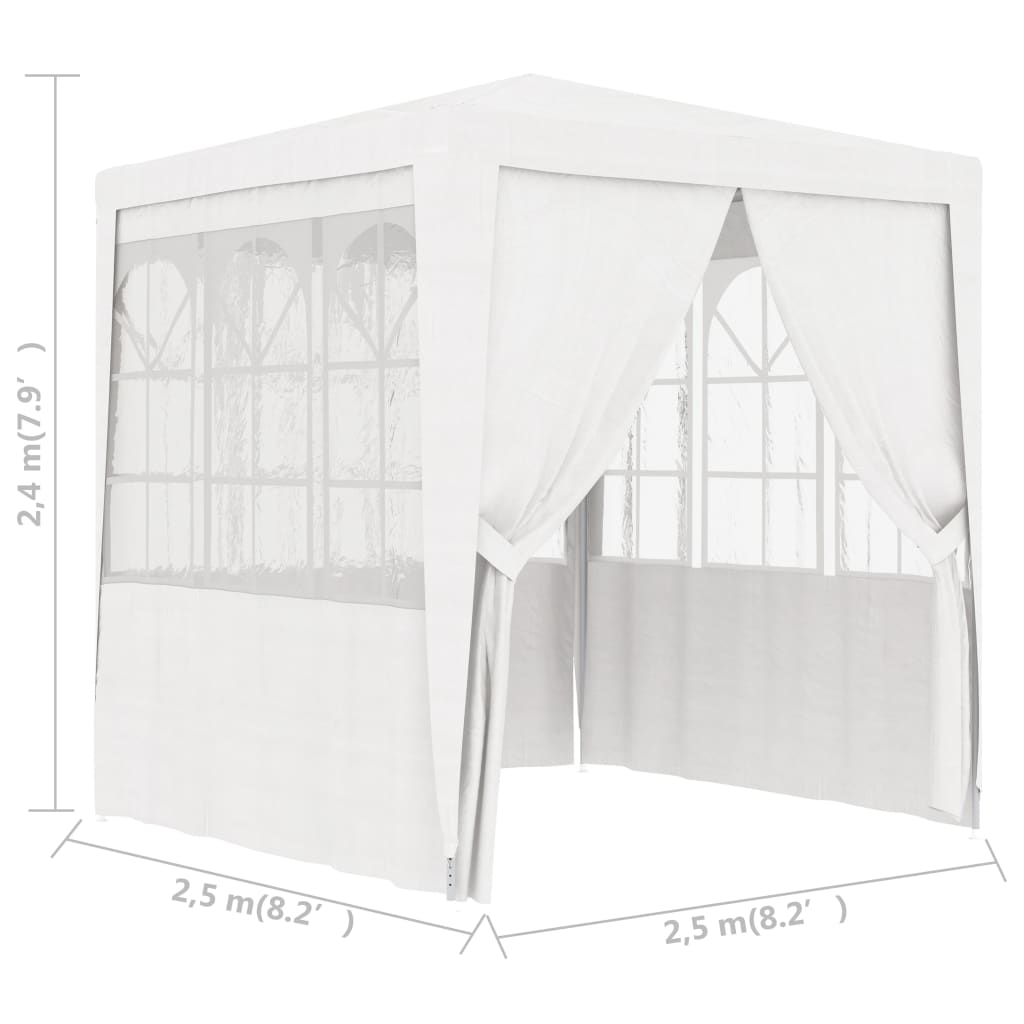 Professional Party Tent with Side Walls 2.5x2.5 m White 90 g/m²