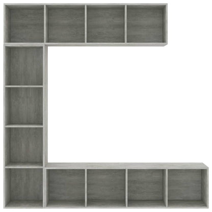 3 Piece Book/TV Cabinet Set Concrete Grey 180x30x180 cm