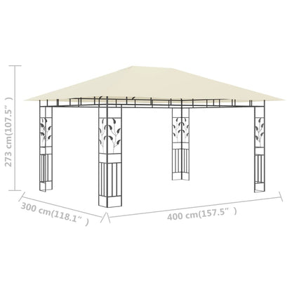 Gazebo with Mosquito Net 4x3x2.73 m Cream 180 g/m²