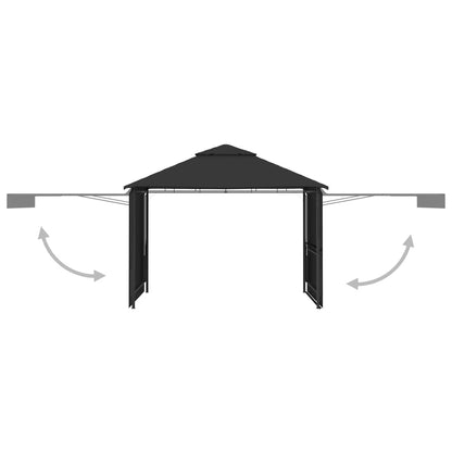 Gazebo with Double Extending Roofs 3x3x2.75 m Anthracite 180g/m²