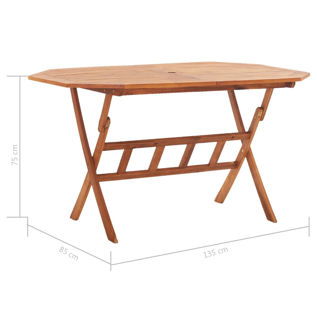 Folding Garden Table 135x85x75 cm Solid Acacia Wood