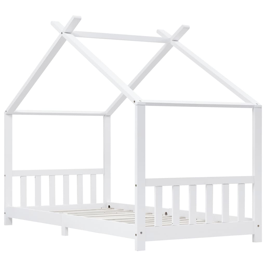 Kids Bed Frame White Solid Pine Wood 90x200 cm