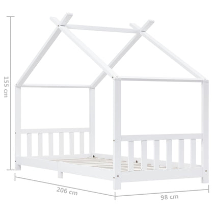 Kids Bed Frame White Solid Pine Wood 90x200 cm