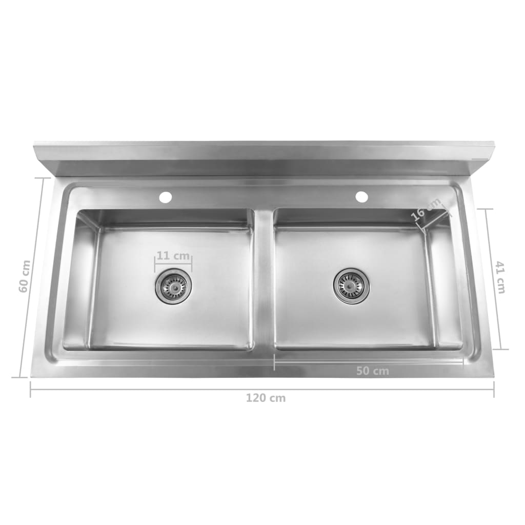 Kitchen Sink Double Basin Stainless Steel