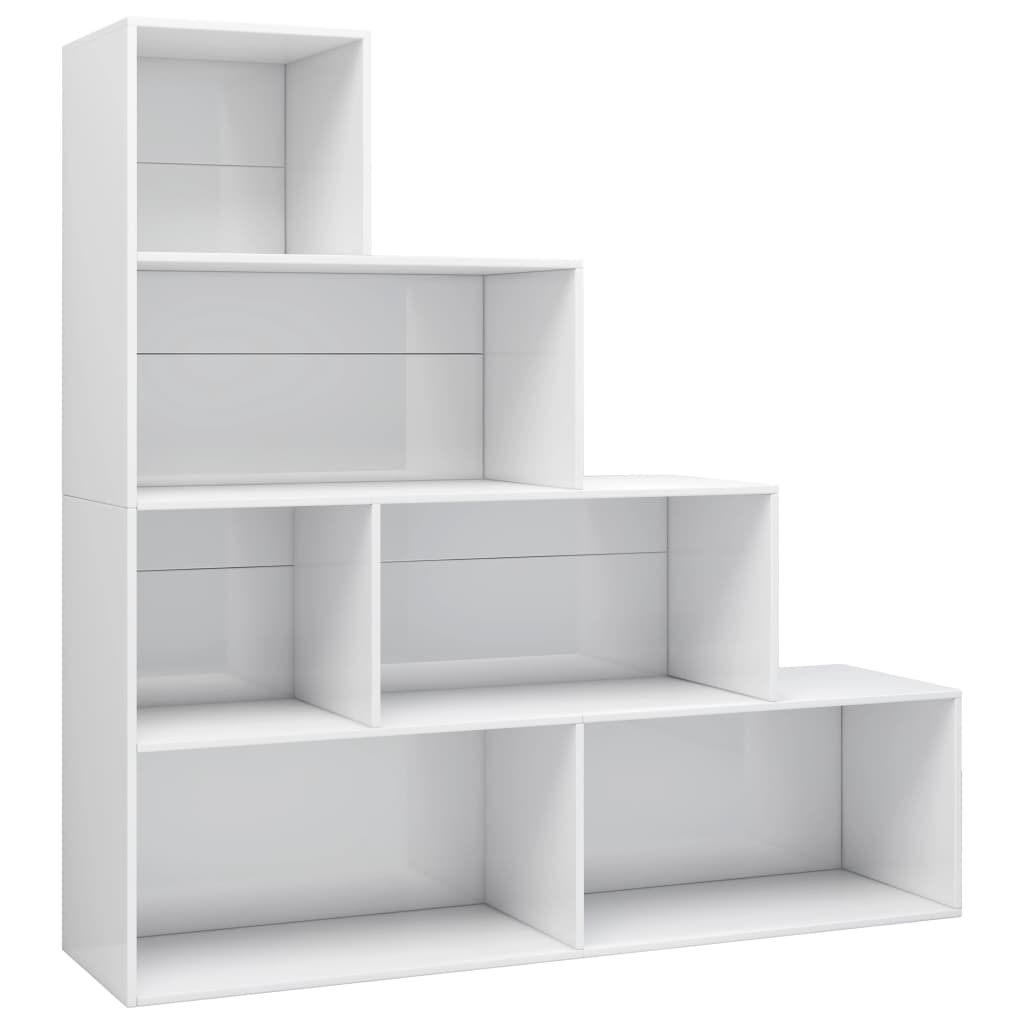 Book Cabinet/Room Divider High Gloss White 155x24x160 cm Engineered Wood