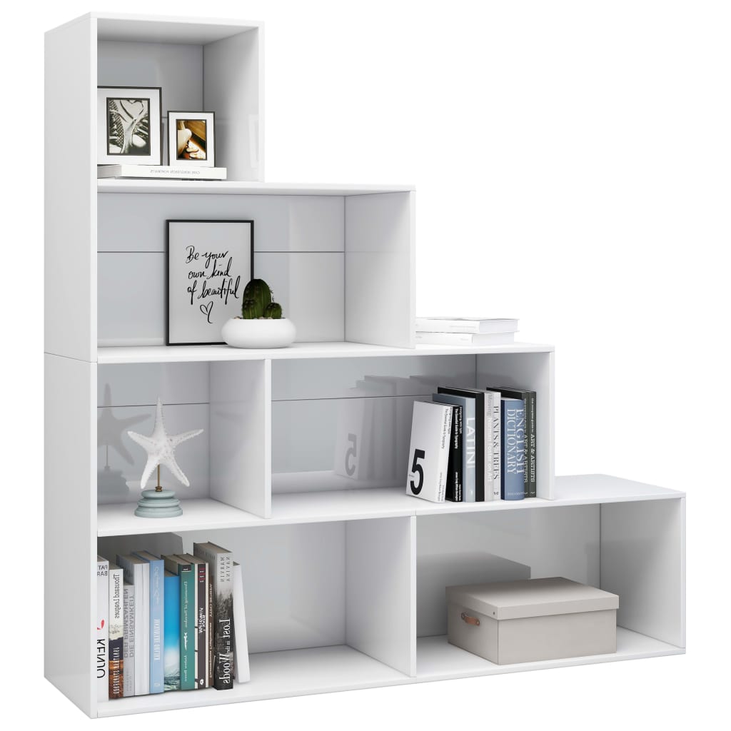 Book Cabinet/Room Divider High Gloss White 155x24x160 cm Engineered Wood