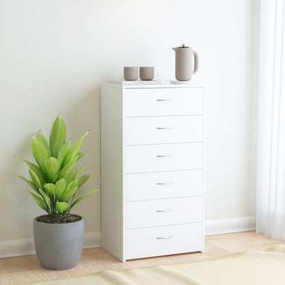 Sideboard with 6 Drawers White 50x34x96 cm Engineered Wood