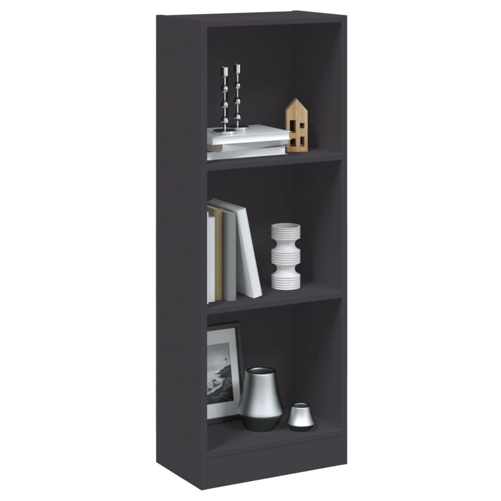 3-Tier Book Cabinet Grey 40x24x109 cm Engineered Wood