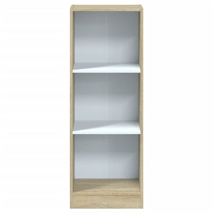 3-Tier Book Cabinet White and Sonoma Oak 40x24x109 cm Engineered Wood