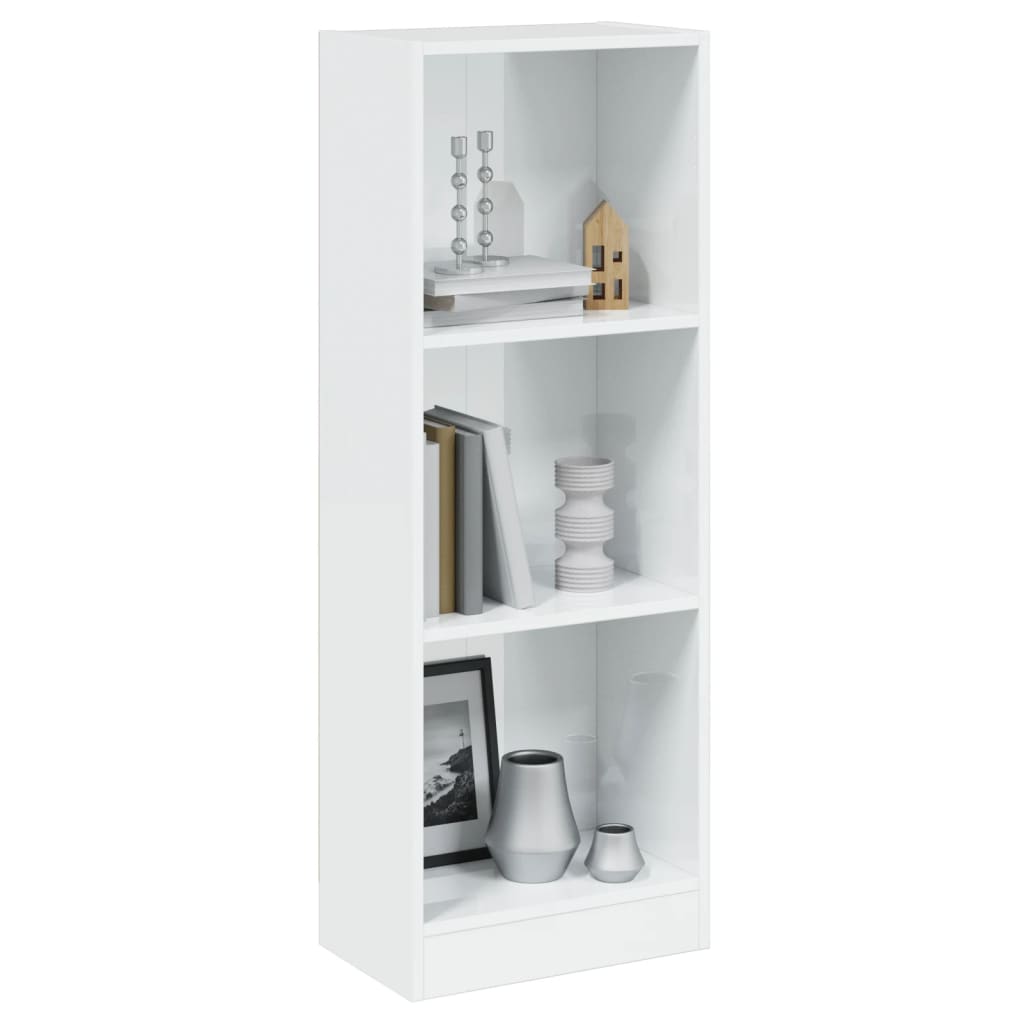 3-Tier Book Cabinet High Gloss White 40x24x109 cm Engineered Wood