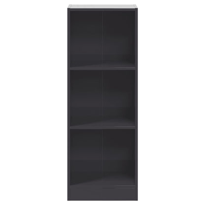 3-Tier Book Cabinet High Gloss Grey 40x24x109 cm Engineered Wood