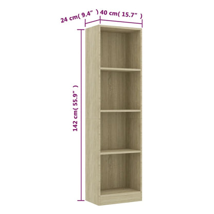 4-Tier Book Cabinet Sonoma Oak 40x24x142 cm Engineered Wood