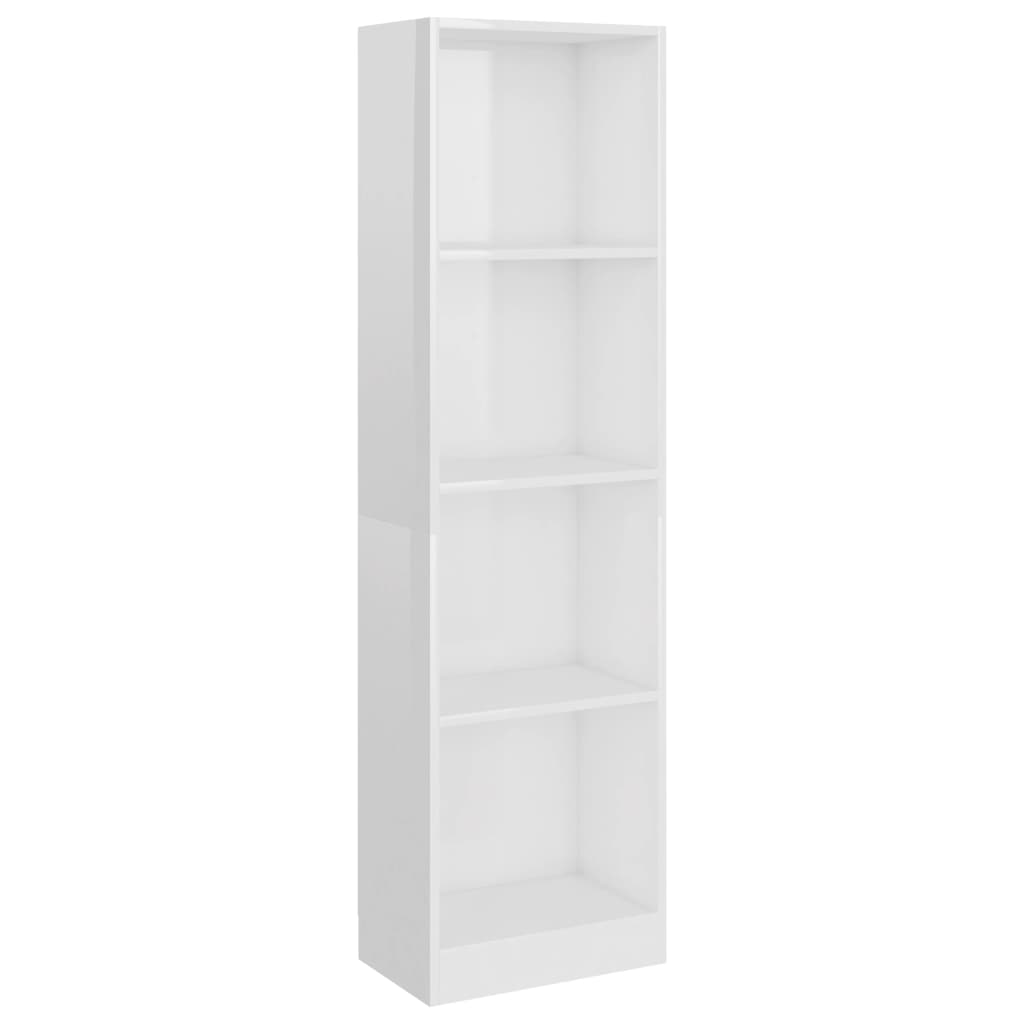 4-Tier Book Cabinet High Gloss White 40x24x142 cm Engineered Wood