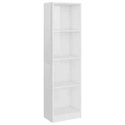 4-Tier Book Cabinet High Gloss White 40x24x142 cm Engineered Wood