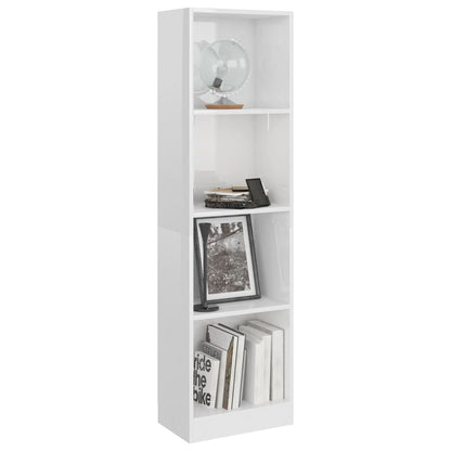 4-Tier Book Cabinet High Gloss White 40x24x142 cm Engineered Wood