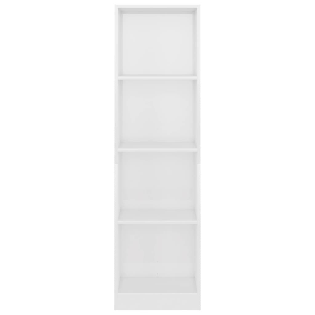 4-Tier Book Cabinet High Gloss White 40x24x142 cm Engineered Wood